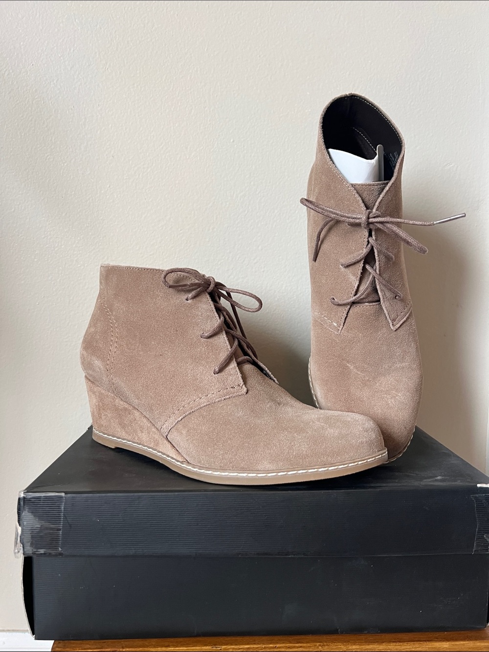 NIB Suede wedge ankle boots